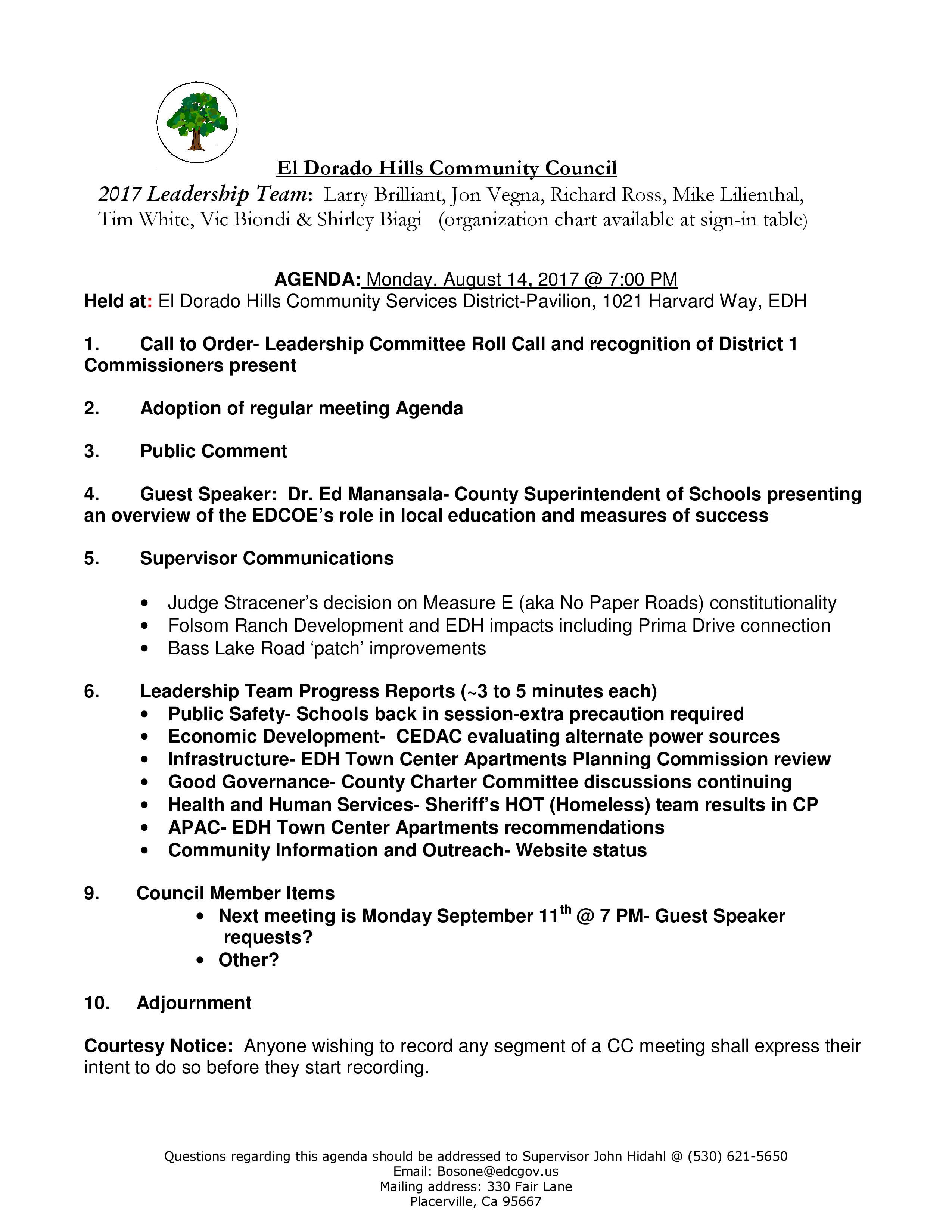 auteursrechten gaan beslissen plein El Dorado Hills Community Council Aug 2017 Meeting Agenda - El Dorado Hills  Area Planning Advisory Committee